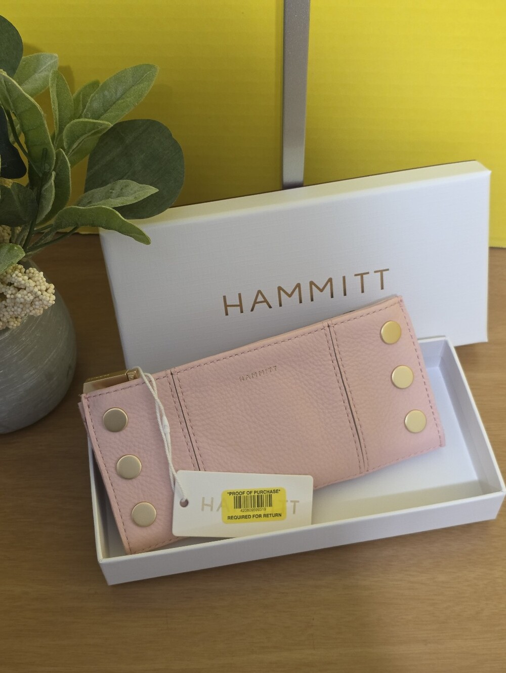Hammitt Leather 110 Wallet with Gold Studs